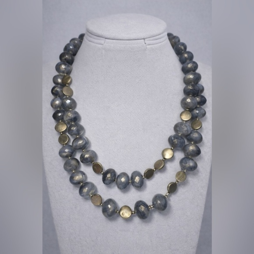 Premier Designs DECADENCE Antique Brass Beaded Long Strand Necklace NWOT #512